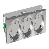 Розетка трехместная Schneider Electric ALTIRA, скрытый монтаж, с заземлением, со шторками, металлик