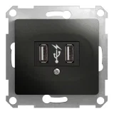 Schneider Electric GSL000732, розетка 2xUSB Glossa, антрацит
