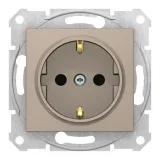 Розетка Schneider Electric SEDNA, скрытый монтаж, с заземлением, со шторками, титан