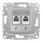 Schneider Electric Sedna SDN4201160 двойная телефонная розетка RJ11, алюминий