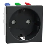Schneider Electric NU305754 Розетка UNICA NEW Modular с заземлением, со шторками, безвинтовой зажим, 16 А, 250 В, 2 модуля, антрацит