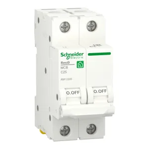 R9F12225 Автоматический выключатель Schneider Electric Resi9, 2 полюса, 25A, тип C, 6kA (ШНАЙДЕР) R9F12225 Автоматический выключатель Schneider Electric Resi9, 2 полюса, 25A, тип C, 6kA (ШНАЙДЕР)