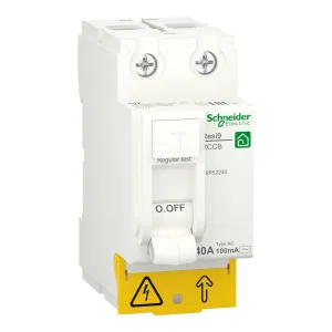 R9R52240 Устройство защитного отключения (УЗО) Schneider Electric Resi9, 2 полюса, 40A, 100 mA, тип AC, электро-механическое, ширина 2 DIN-модуля (ШНАЙДЕР) R9R52240 Устройство защитного отключения (УЗО) Schneider Electric Resi9, 2 полюса, 40A, 100 mA, тип AC, электро-механическое, ширина 2 DIN-модуля (ШНАЙДЕР)